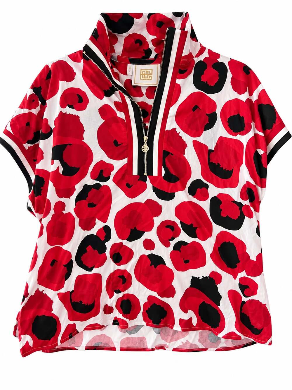 Emily McCarthy Poppy Pullover Size S Red Classic Cheetah